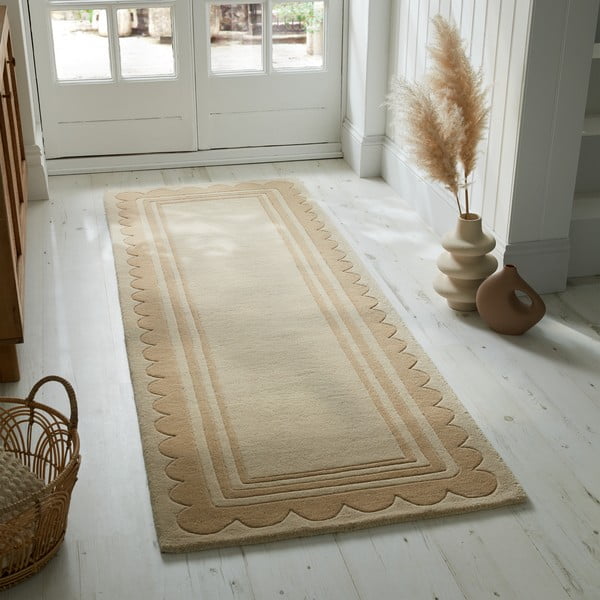 Naturalny wełniany chodnik tkany ręcznie 80x230 cm Lois Scallop – Flair Rugs-image-1
