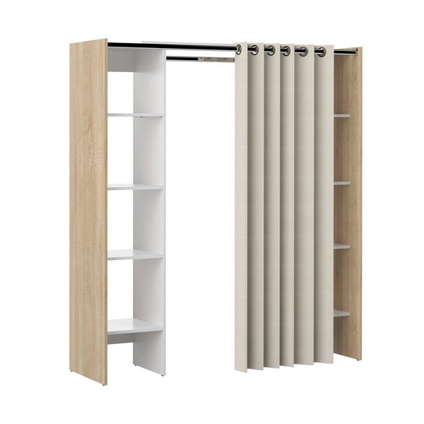 Biało-beżowa szafa w dekorze dębu 185x182 cm Tom – TemaHome -image-2