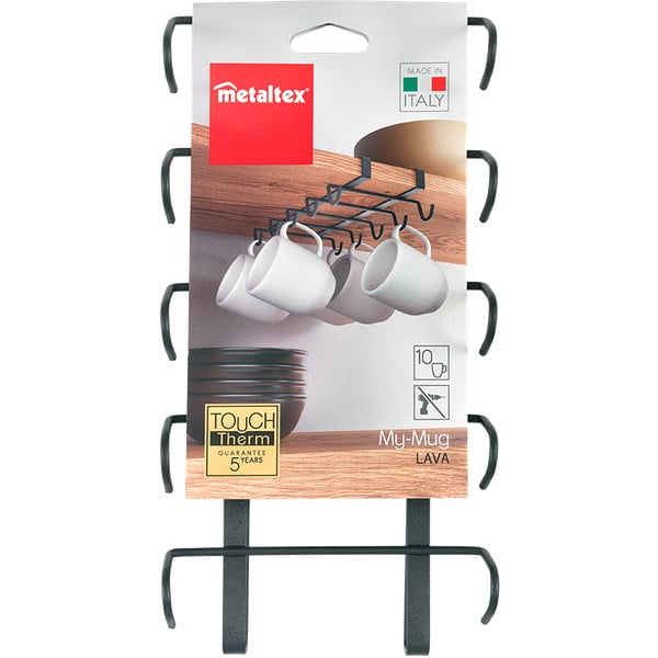 Czarny wiszący uchwyt na kubki Metaltex My Mug Lava-image-4