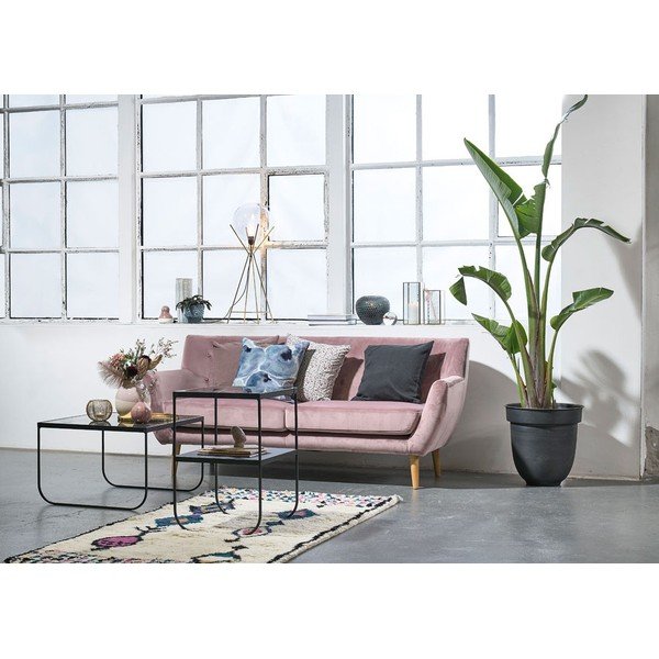 Czarny stolik z blatem w dekorze marmuru 60x60 cm Gorm – Villa Collection-image-3