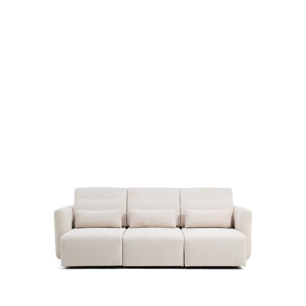 Beżowa częściowo rozkładana/rozkładana sofa z tkaniny szenilowej z szezlongiem 255 cm Lares – Kave Home-image-2