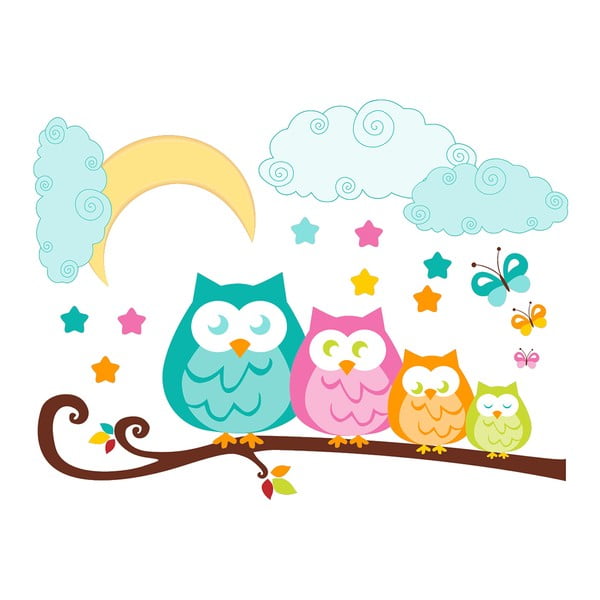 Dziecięca naklejka ścienna Ambiance Owls in family-image-2