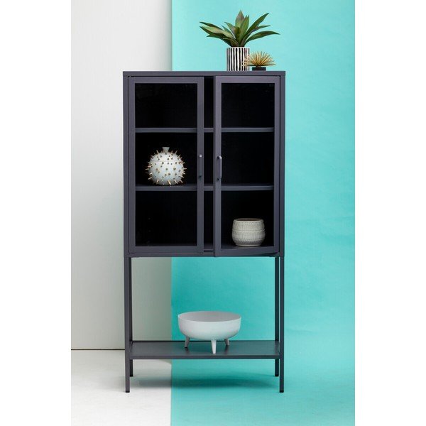 Szara stalowa witryna 75x150x35 cm Acier – Premier Housewares-image-4
