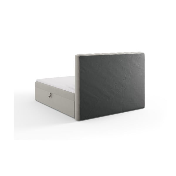 Szare łóżko boxspring ze schowkiem 180x200 cm Gina – Milo Casa-image-4