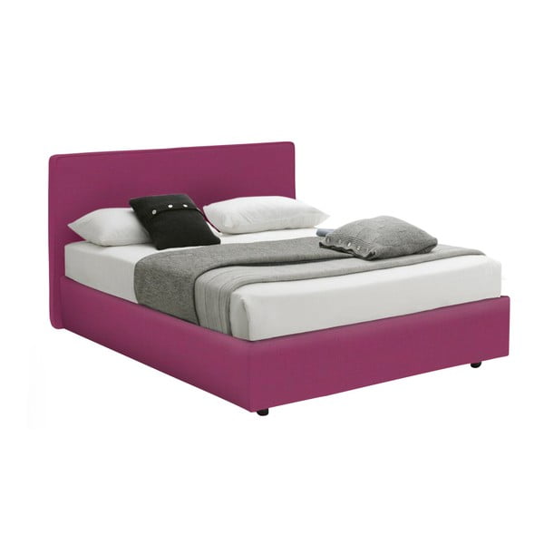 Fioletowe łóżko jednoosobowe ze schowkiem i materacem 13Casa Ninfea, 120x190 cm