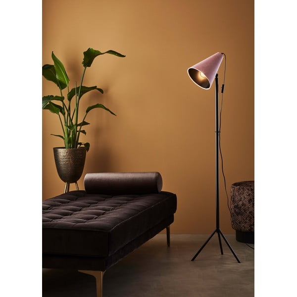Czarna lampa stojąca z różowym kloszem Markslöjd Cilla, wys. 1,5 m-image-1