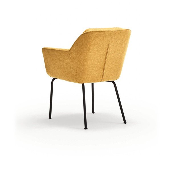 Musztardowy tapicerowany fotel jadalniany z podłokietnikami Sadira – Teulat-image-4