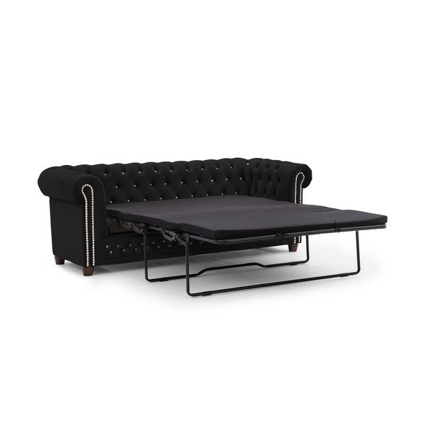 Czarna aksamitna rozkładana sofa 203 cm York Blik – Ropez-image-2