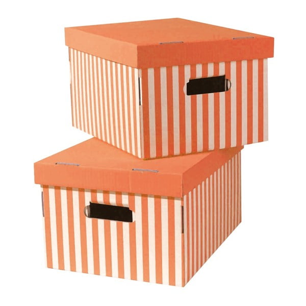 Zestaw 2 pomarańczowych pudełek Compactor Stripes