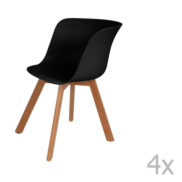 Komplet 4 czarnych krzeseł 360 Living Shelby