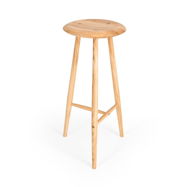 Hoker z litego drewna dębowego w naturalnym kolorze (wysokość siedziska 75 cm) Blanc – Gazzda-image-4