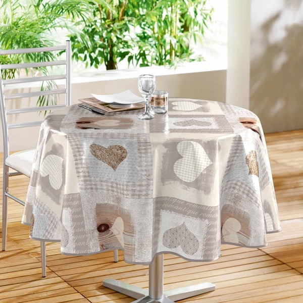 Obrus zmywalny z PCV ø 160 cm Cosy Coeur – douceur d'intérieur