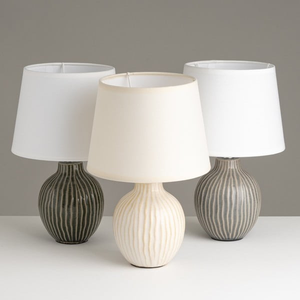 Kremowa ceramiczna lampa stołowa z tekstylnym kloszem (wys. 28 cm) – Casa Selección-image-2