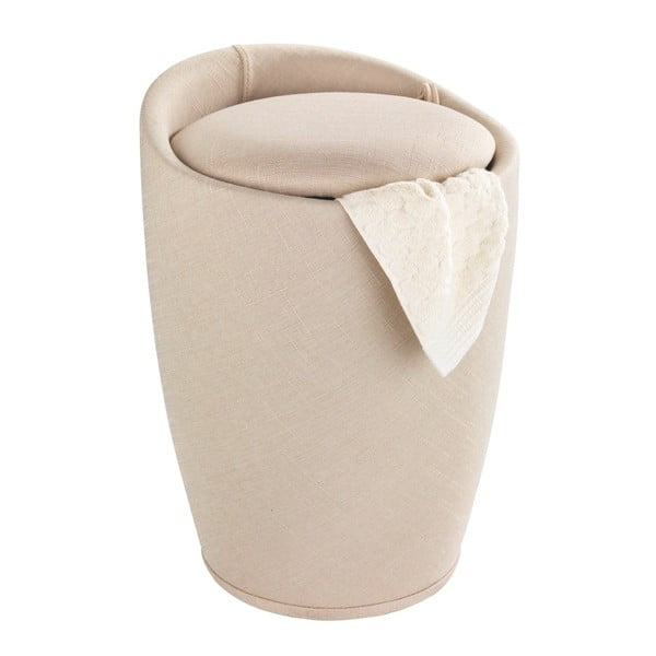 Beżowy kosz na pranie i taboret w jednym Wenko Linen Look-image-2