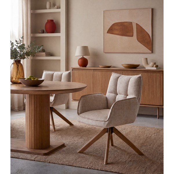 Kremowe tapicerowane fotele jadalniane zestaw 2 szt. Marilla – Unique Furniture-image-3