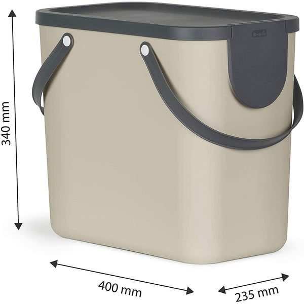 Jasnobrązowy kosz na śmieci do segregacji odpadów z plastiku z recyklingu 25 l Albula – Rotho-image-2