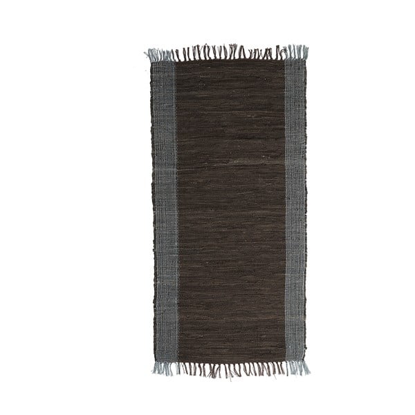 Czarny dywan skórzany Simla, 140x70 cm