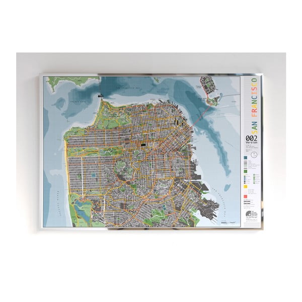 Magnetyczna mapa San Francisco The Future Mapping Company Street Map, 100x70 cm