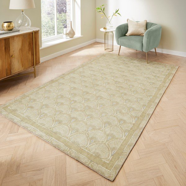 Jasnozielony dywan odpowiedni do prania 122x170 cm Deco Peacock – Catherine Lansfield-image-2