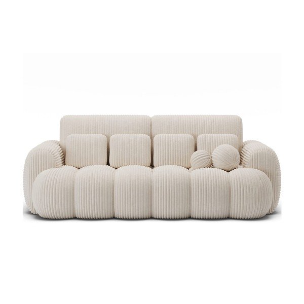Beżowa sztruksowa rozkładana sofa 256 cm Cotonn – ELTAP