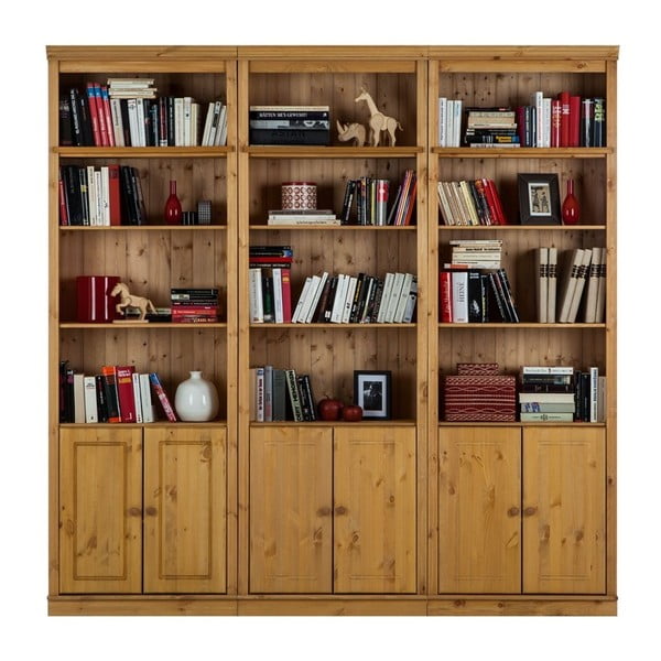 Brązowa biblioteczka z litego drewna sosnowego Støraa Annabelle, wys. 219 cm