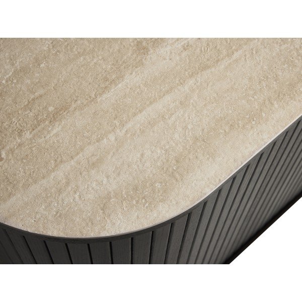 Komoda z ceramicznym blatem z drzwiami przesuwnymi w ciemnym naturalnym kolorze 165x76x45 cm Enna – Unique Furniture-image-4