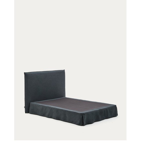 Antracytowe tapicerowane łóżko dwuosobowe 160x200 cm Jaira – Kave Home-image-3