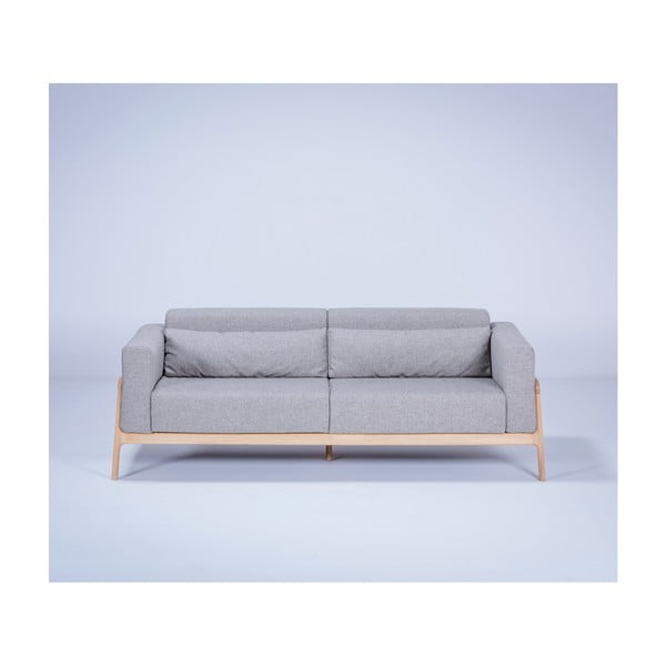 Szara sofa z konstrukcją z litego drewna dębowego Gazzda Fawn, 210 cm-image-2