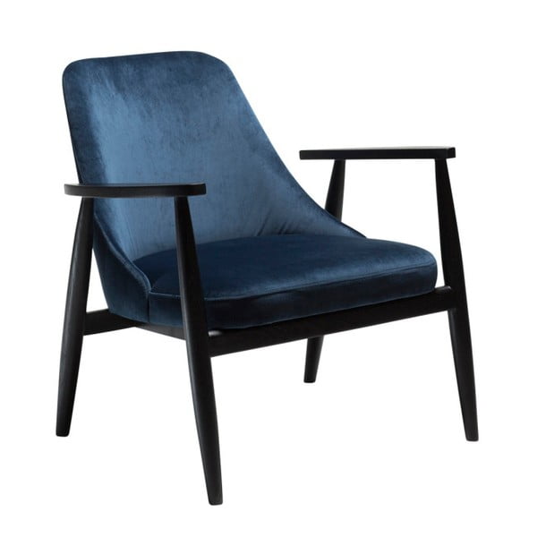 Granatowy fotel z konstrukcją z drewna jesionowego DAN-FORM Denmark Saga
