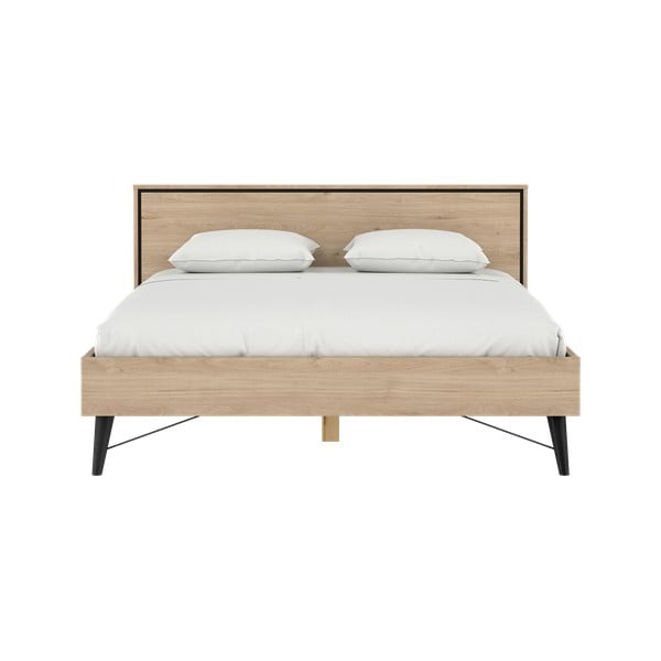 Łóżko dwuosobowe w dekorze dębu ze stelażem 160x200 cm w naturalnym kolorze Ry – Tvilum-image-4