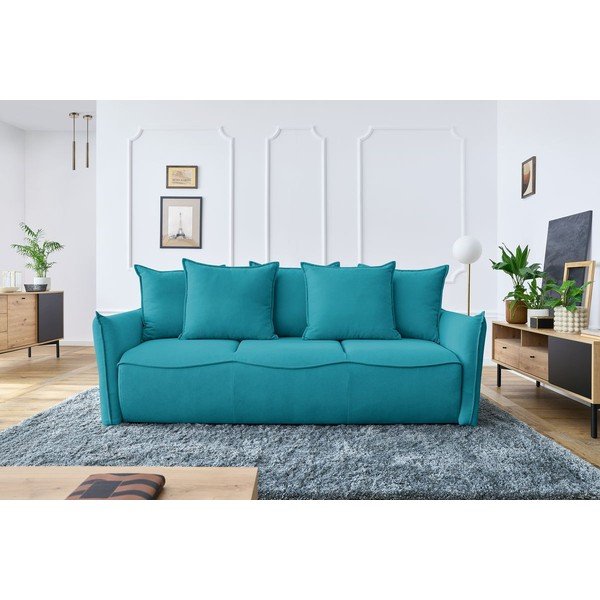 Turkusowa rozkładana sofa 226 cm Leon – Bobochic Paris-image-1