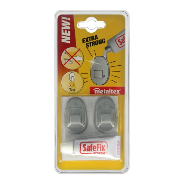 Zestaw 2 haczyków i kleju Metaltex Grey-image-2