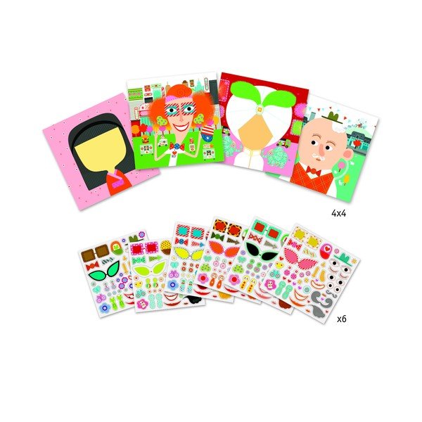 Zestaw obrazków z naklejkami Djeco Faces-image-1