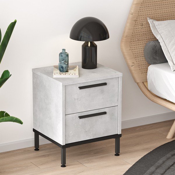 Jasnoszara szafka nocna Signor – Kalune Design-image-1