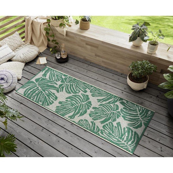 Zielono-beżowy chodnik zewnętrzny NORTHRUGS Monstera, 70x200 cm-image-1