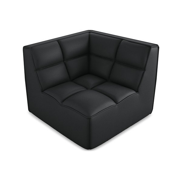 Czarny moduł sofy z imitacji skóry Kalai – Makamii-image-1