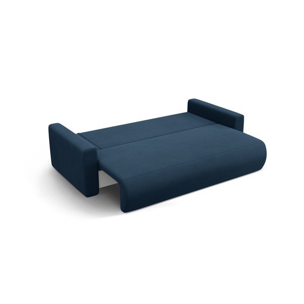 Ciemnoniebieska aksamitna rozkładana sofa ze schowkiem 238 cm Belfast – Cosmopolitan Design-image-2