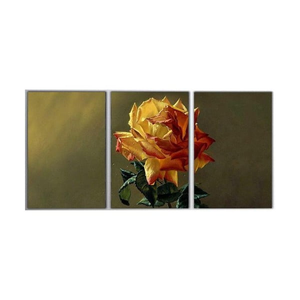 Trzyczęściowy obraz Yellow Rose, 45x90 cm