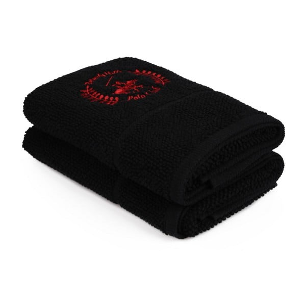 Zestaw dwóch czarnych ręczników Beverly Hills Polo Club, 100x50 cm