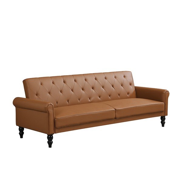 Koniakowa częściowo rozkładana/rozkładana sofa z imitacji skóry 222 cm Tyne – Støraa-image-2
