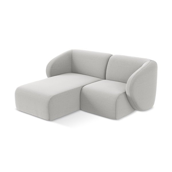 Jasnoszary aksamitny narożnik (lewostronny/z szezlongiem) Lani – Makamii-image-2