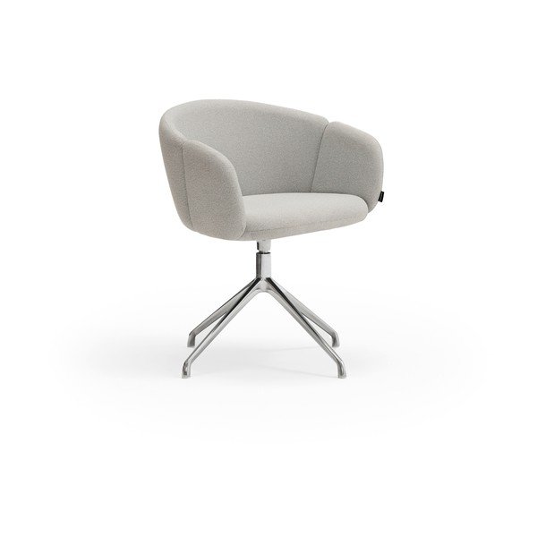 Jasnoszary tapicerowany fotel jadalniany z podłokietnikami Add – Teulat