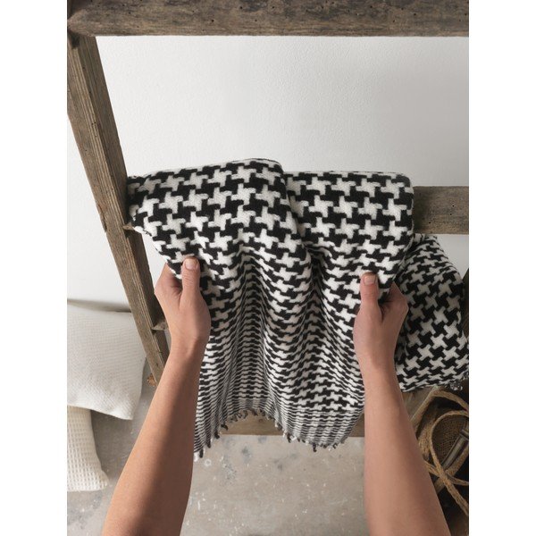 Czarno-biały pled w pepitkę Euromant Pearls, 140x180 cm-image-1