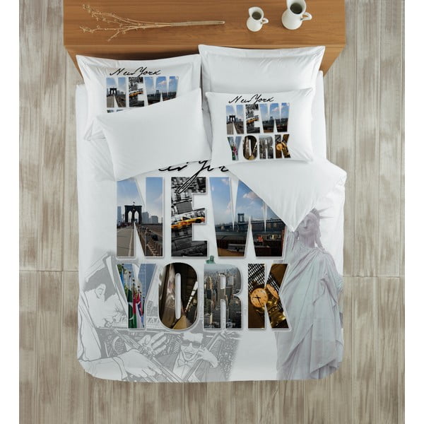 Komplet pościeli z prześcieradłem New York Cover, 200x220 cm