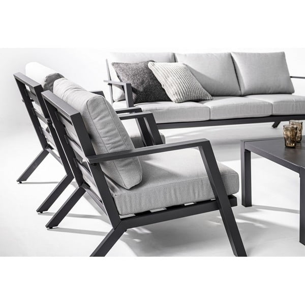 Szary aluminiowy zestaw mebli ogrodowych dla 4 osób Harley   – Bizzotto-image-4