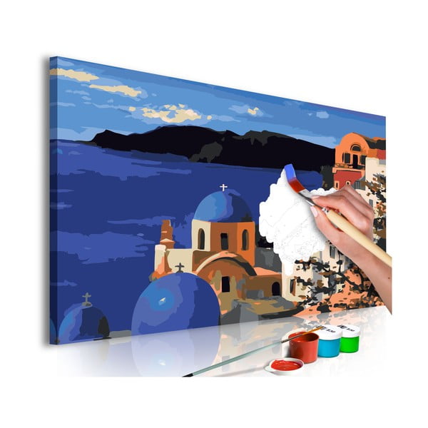 Zestaw płótna, farb i pędzli DIY Artgeist Santorini, 60x40 cm