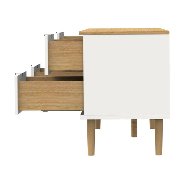 Biała szafka pod TV w dekorze dębu 162x61 cm Skagen – Tenzo-image-4