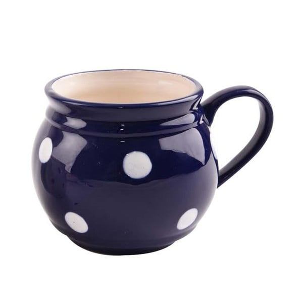 Niebieski kubek ceramiczny w kropki Dakls, 1 l