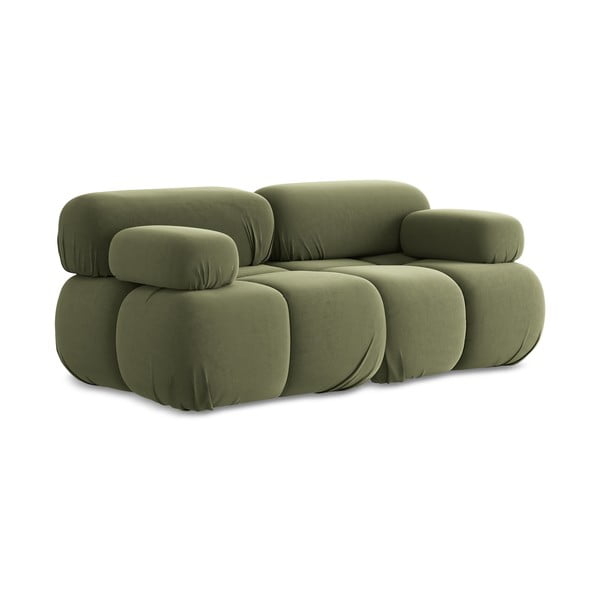 Jasnozielona aksamitna sofa modułowa 190 cm Lokua – Makamii-image-3
