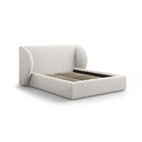 Jasnoszare tapicerowane łóżko dwuosobowe ze schowkiem i stelażem 160x200 cm Miley – Micadoni 